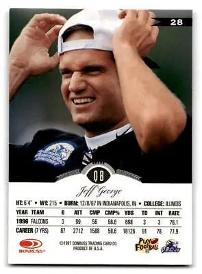 1997 Leaf #28 Jeff George trading card featuring the renowned quarterback Jeff George