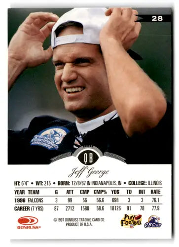 Original gloss Jeff George football card featuring Mint Raiders from 1997 Leaf series