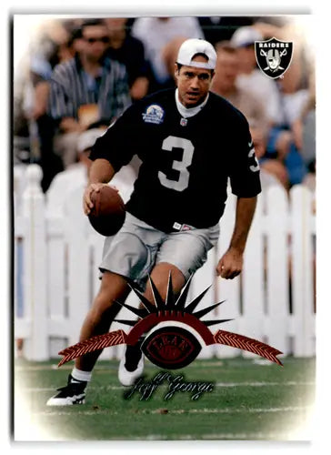 Original gloss Jeff George football card from 1997 Leaf Raiders in near mint condition