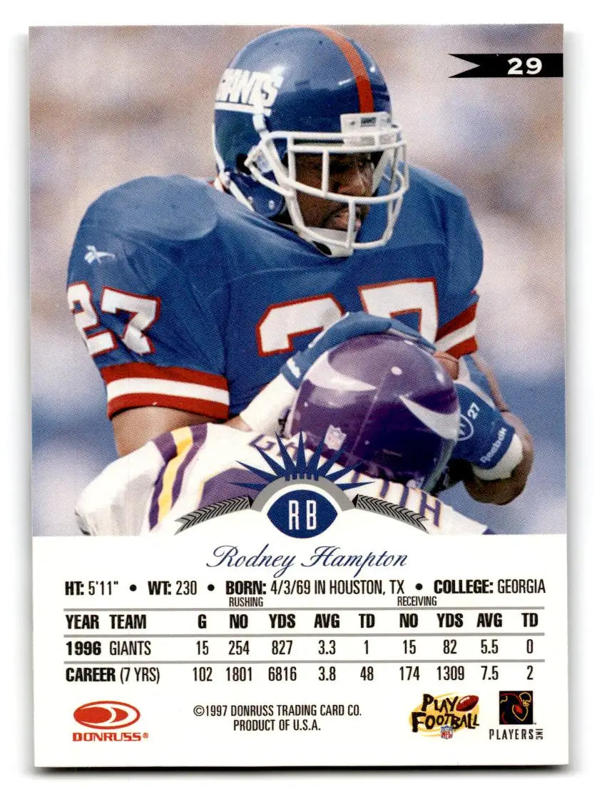 1997 Leaf #29 Rodney Hampton - Football Card Single