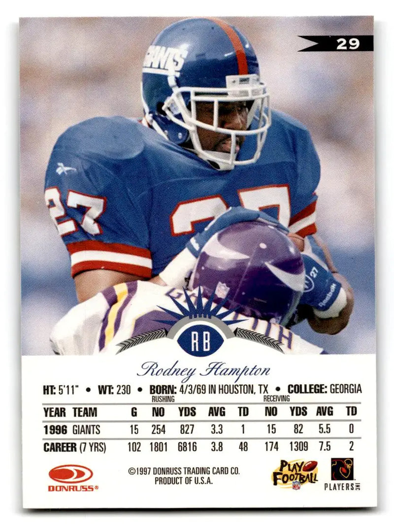 1997 Leaf #29 Rodney Hampton - Football Card Single