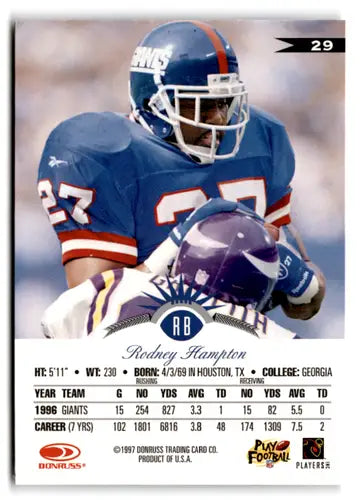 1997 Leaf #29 Rodney Hampton NM-MT NY Giants ID:73442 - Football Card Single