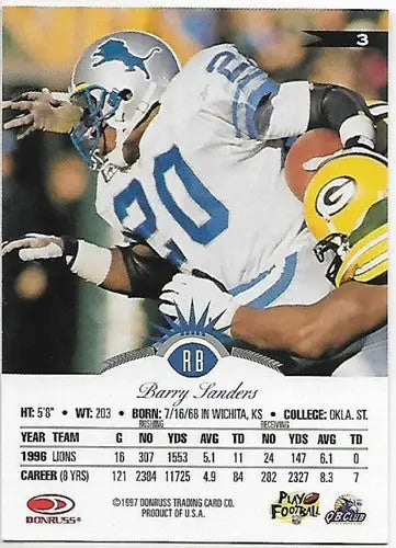 1997 Leaf #3 Barry Sanders NM-MT Lions - Football Card Single