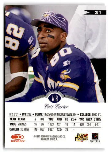 1997 Leaf #31 Cris Carter NM-MT Vikings ID:73443 - Football Card Single
