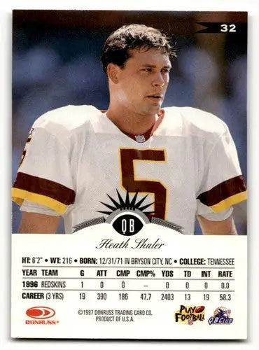 Heath Shuler Saints football card with original gloss from 1997 Leaf #32