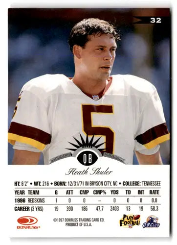 1997 Leaf #32 Heath Shuler NM Near Mint Redskins - Football Card Single