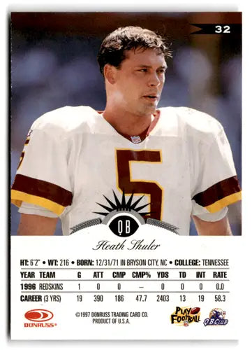 1997 Leaf #32 Heath Shuler NM Near Mint Redskins ID:73445 - Football Card Single