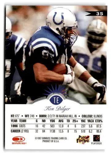 1997 Leaf #35 Ken Dilger NM Near Mint Colts ID:73449 - Football Card Single