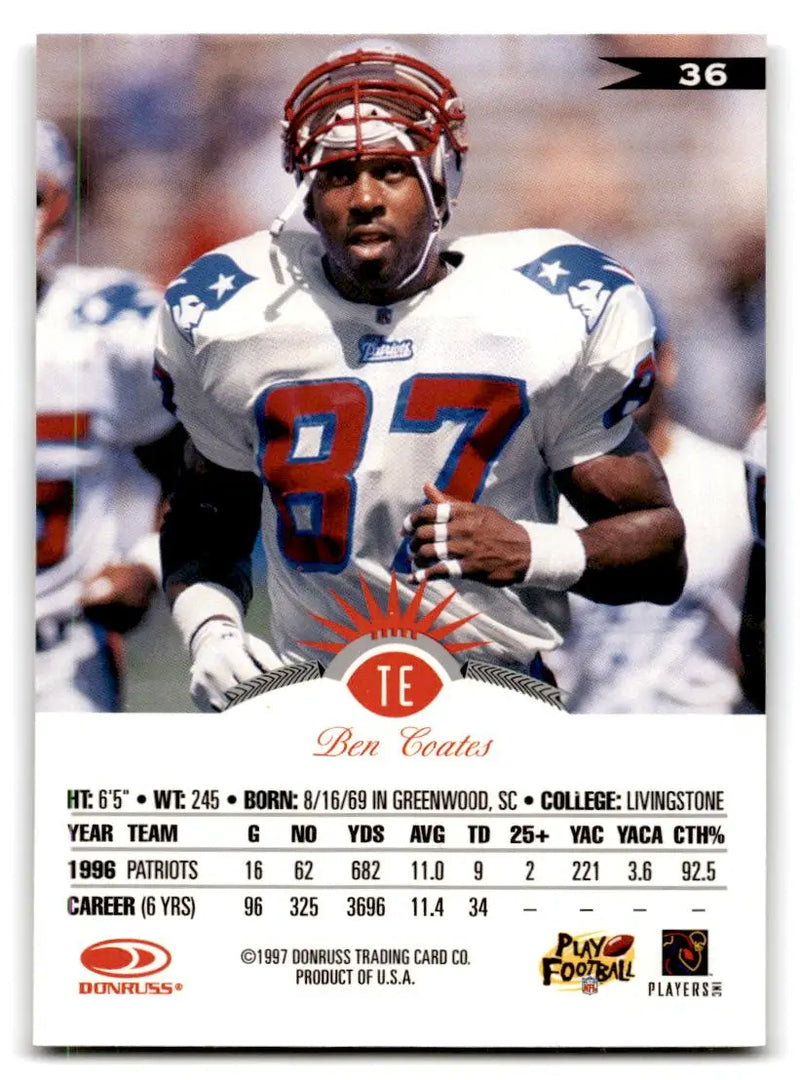 1997 Leaf #36 Ben Coates - Football Card Single