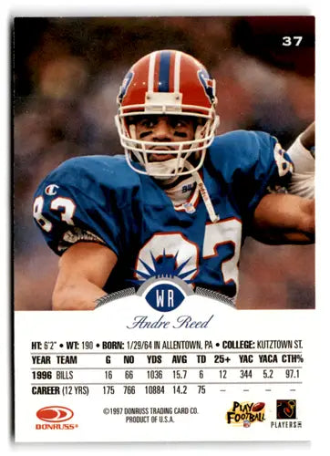 Original gloss Andre Reed football card from 1997 Leaf #37 by Simply Sandoval