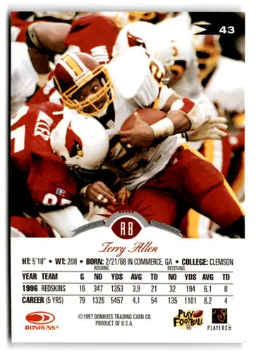 1997 Leaf #43 Terry Allen NM-MT Redskins ID:73457 - Football Card Single