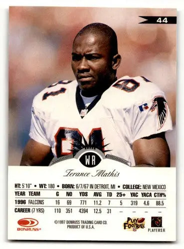 1997 Leaf Terance Mathis Atlanta Falcons football card, NM near mint condition