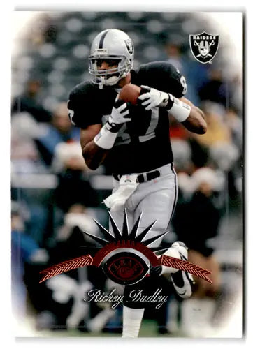 Rickey Dudley football card with original gloss, 1997 Leaf NM-MT Raiders ID:73460