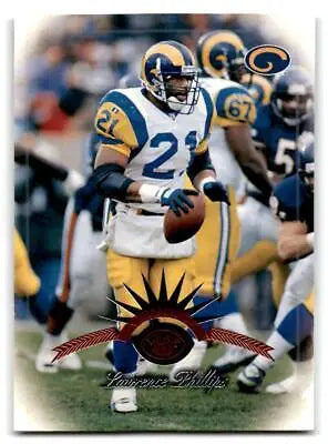 Lawrence Phillips football player with ball featured in 1997 Leaf trading card