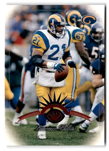 Original gloss Lawrence Phillips football card from 1997 Leaf Rams product by Simply Sandoval