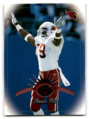 Football player in uniform featured on 1997 Leaf #74 Simeon Rice trading card