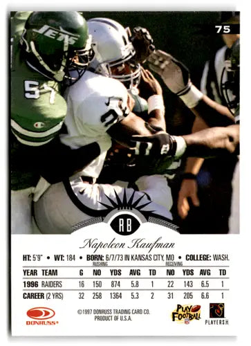 1997 Leaf #75 Napoleon Kaufman NM-MT Raiders ID:73471 - Football Card Single