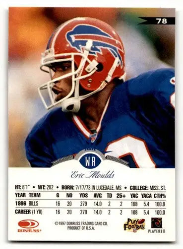 Eric Moulds Buffalo Bills football card with original gloss from 1997 Leaf series