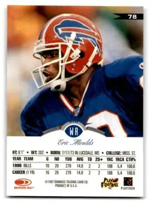 1997 Leaf #78 Eric Moulds - Football Card Single