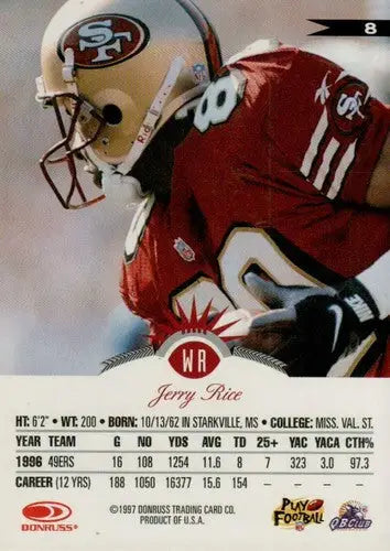 1997 Leaf #8 Jerry Rice NM-MT 49ers - Football Card Single