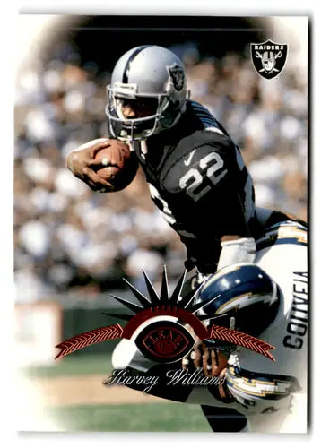 Original gloss of Harvey Williams NM-MT Raiders card featuring a football player in action
