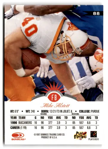 Original gloss Football trading card of Mike Alstott NM-MT from 1997 Leaf Buccaneers