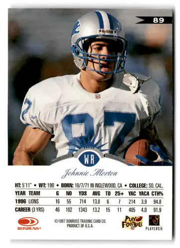 1997 Leaf #89 Johnnie Morton NM-MT Lions ID:73484 - Football Card Single