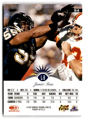 1997 Leaf #94 Junior Seau NM Near Mint Chargers ID:73485 - Football Card Single