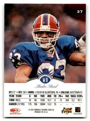 1997 Leaf Football Andre Reed #37 Buffalo Bills - Football Card Single