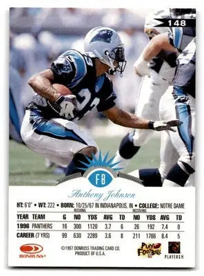 1997 Leaf Football Anthony Johnson #148 Carolina Panthers - Football Card Single