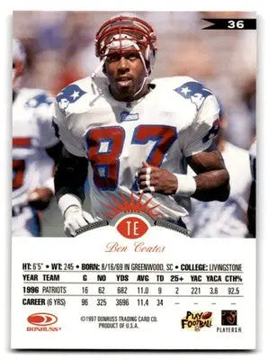 1997 Leaf Football Ben Coates #36 New England Patriots - Football Card Single