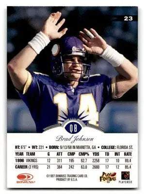 1997 Leaf Football Brad Johnson #23 Minnesota Vikings - Football Card Single