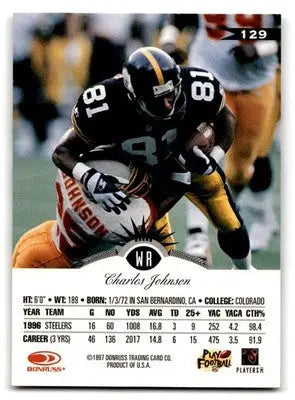 1997 Leaf Football Charles Johnson #129 Pittsburgh Steelers - Football Card Single