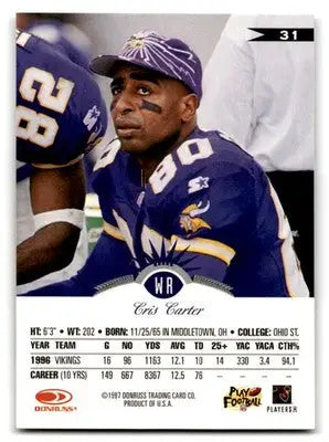 1997 Leaf Football Cris Carter #31 Minnesota Vikings - Football Card Single