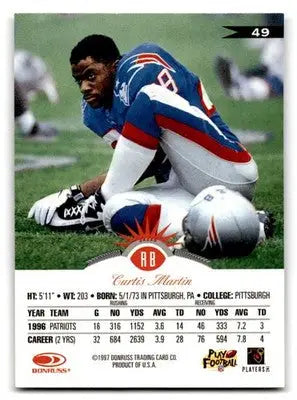 1997 Leaf Football Curtis Martin #49 New England Patriots - Football Card Single