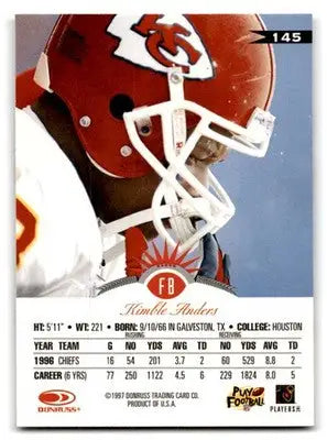 1997 Leaf Football Kimble Anders #145 Kansas City Chiefs - Football Card Single