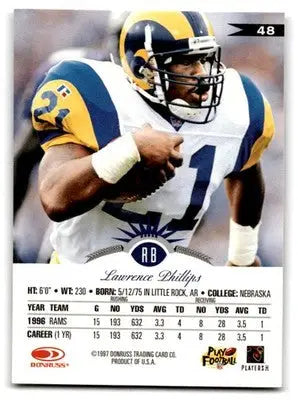 1997 Leaf Football Lawrence Phillips #48 St. Louis Rams - Football Card Single