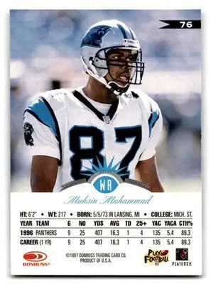 1997 Leaf Football Muhsin Muhammad #76 Carolina Panthers - Football Card Single