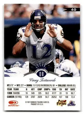 1997 Leaf Football Vinny Testaverde #40 Baltimore Ravens - Football Card Single