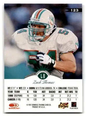 1997 Leaf Football Zach Thomas #123 Miami Dolphins - Football Card Single