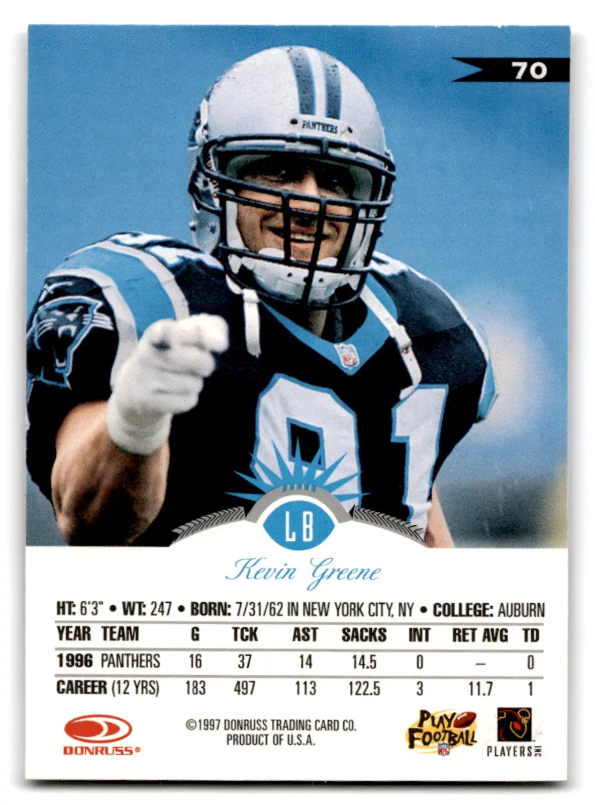 1997 Leaf Kevin Greene #150 Panthers - Football Card Single
