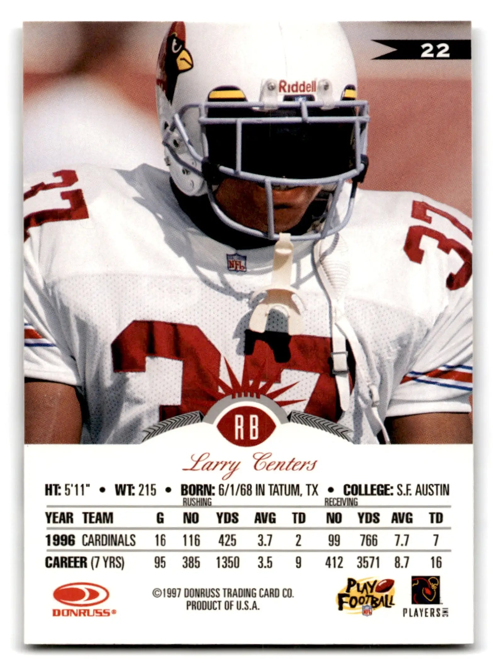 1997 Leaf Larry Centers #122 Arizona Cardinals - Football Card Single