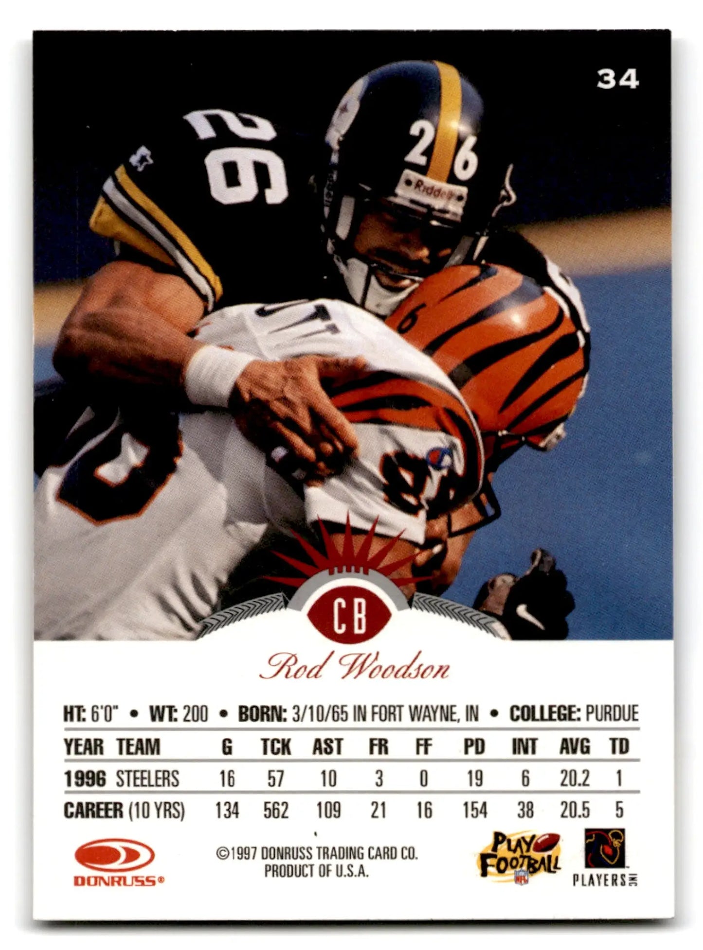 1997 Leaf Rod Woodson #154 Pittsburgh Steelers - Football Card Single