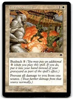 Magic The Gathering Tempest Invulnerability card displayed with text-align center and line-height normal