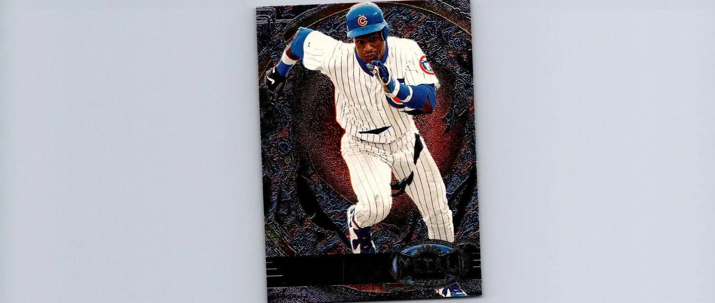 1997 Metal Universe #15 Sammy Sosa baseball card for trading card collectors