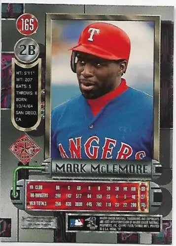 1997 Metal Universe #165 Mark McLemore baseball card featuring original gloss NM-MT Rangers