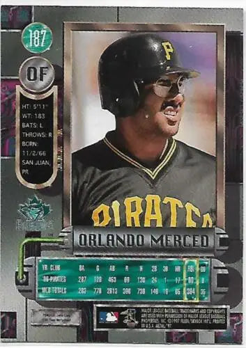 1997 Metal Universe #187 Orlando Merced NM-MT Blue Jays original gloss baseball card