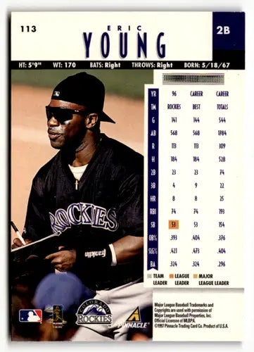 1997 New Pinnacle #113 Eric Young NM Near Mint Rockies - Baseball Card Single