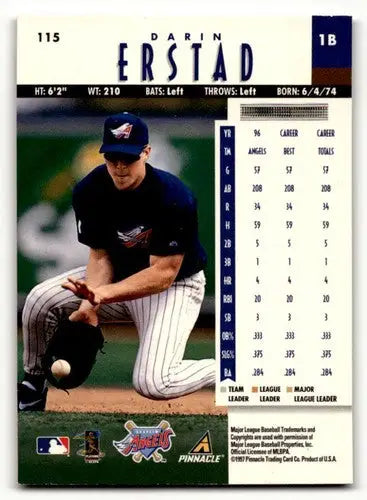 Original gloss Darin Erstad Anaheim Angels baseball card from 1997 Pinnacle series