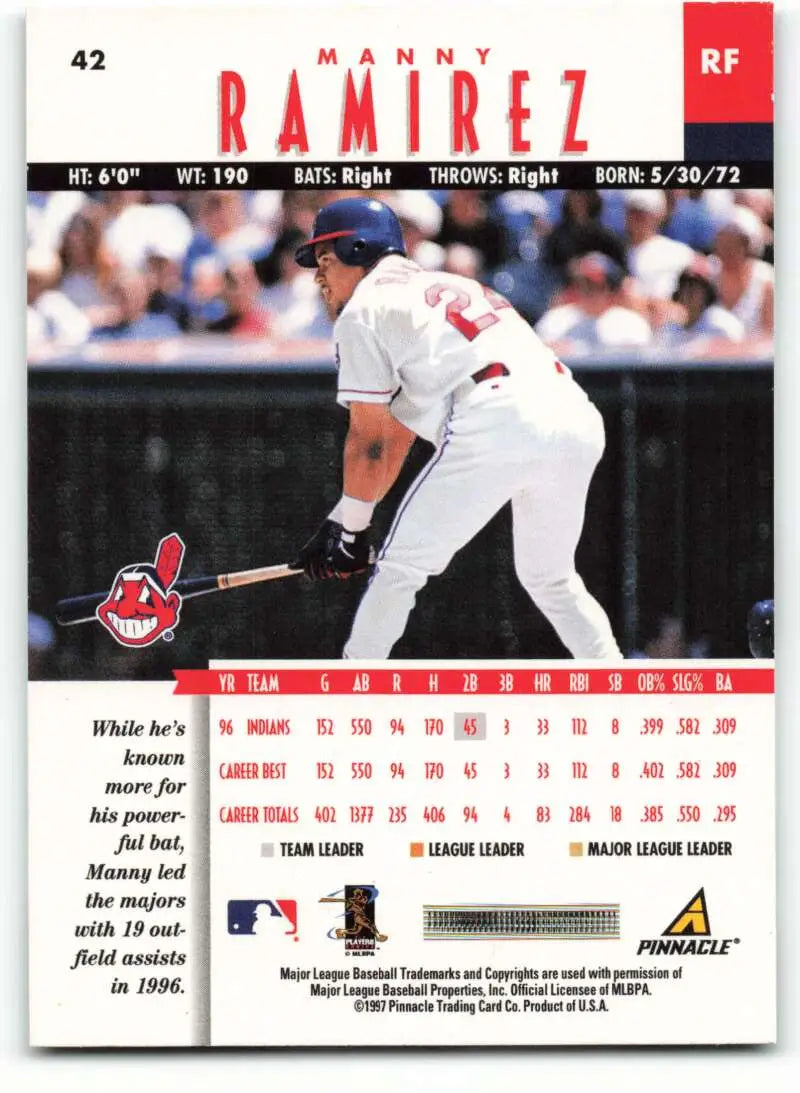 1997 New Pinnacle #42 Manny Ramirez NM-MT Indians ID:81233 - Baseball Card Single